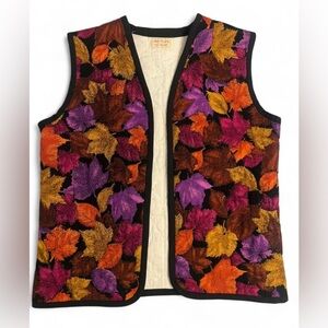 Vintage Handmade Teacher Aesthetic Leaf Pattern Fall Vest